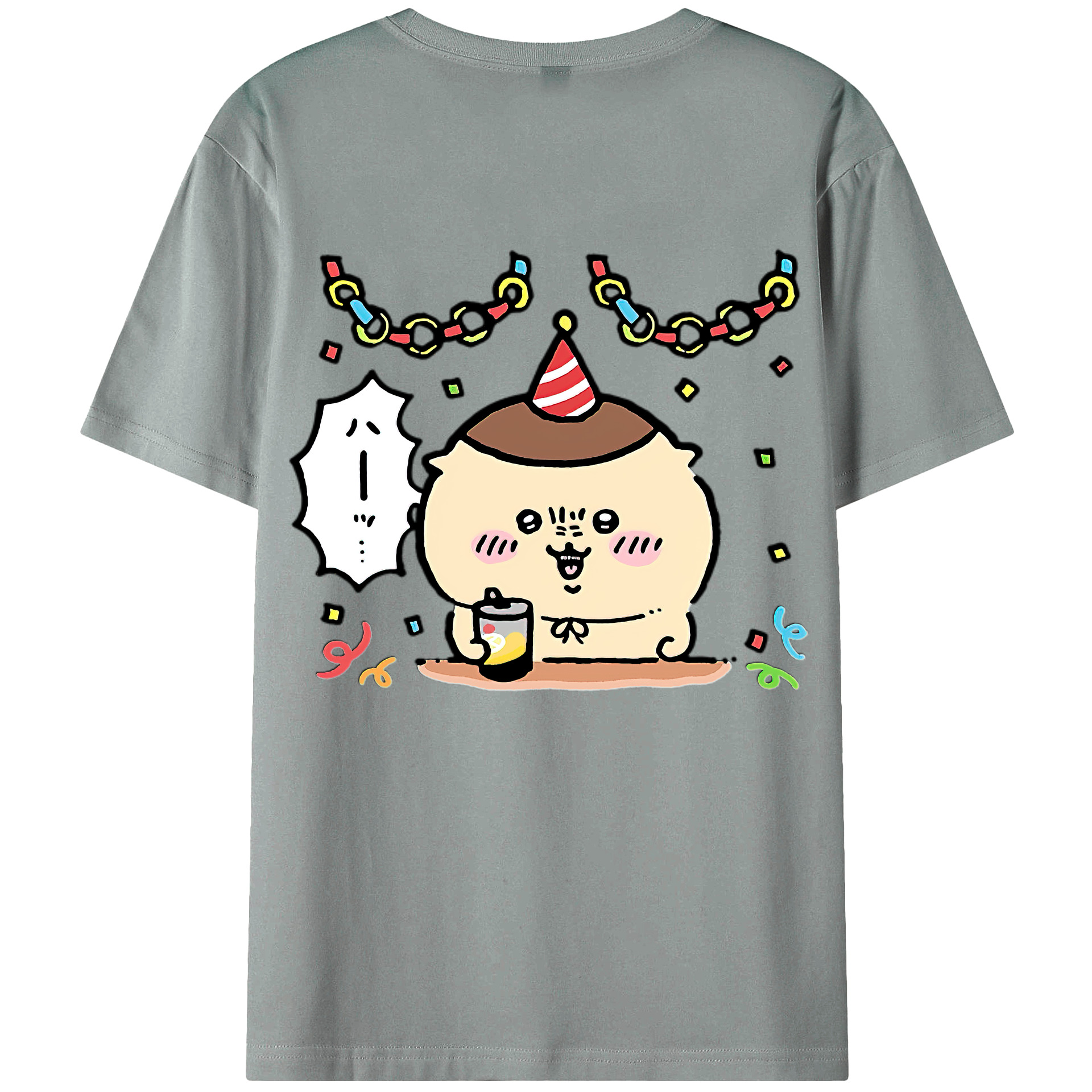 （画像用） ちいかわ くりまんじゅう Chii-kawa kuri manjū 綿100％ メンズ半袖Tシャツ（バックプリント） 通気性